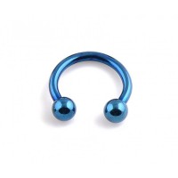 Сережка в нос септум ухо подкова синяя с шарикам 16G (1,2мм) для пирсинга